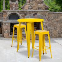 Flash Furniture CH-51090BH-2-30SQST-YL-GG 30" Round Bar Table Set in Yellow